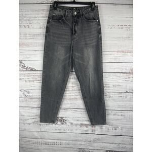 Riot High Rise Mom Jeans Women's 4 Gray Tapered Leg Distressed Denim Pants